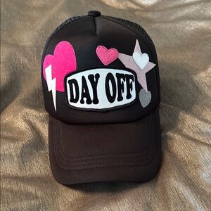 Day Off  Black Cap with Pink and Gray Accents
